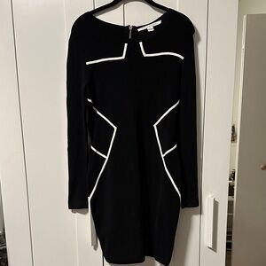 Diane Von Furstenberg Black and White Long Sleeve Dress